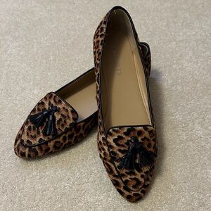 Talbots Leopard Print Francesca flats withTassels calf hair Size 8W